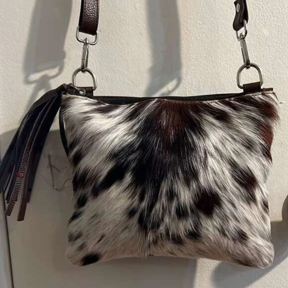 Unbranded Handbags - Genuine Cowhide Leather Handbag & Clutch | Handmade Rustic Crossbody Bag